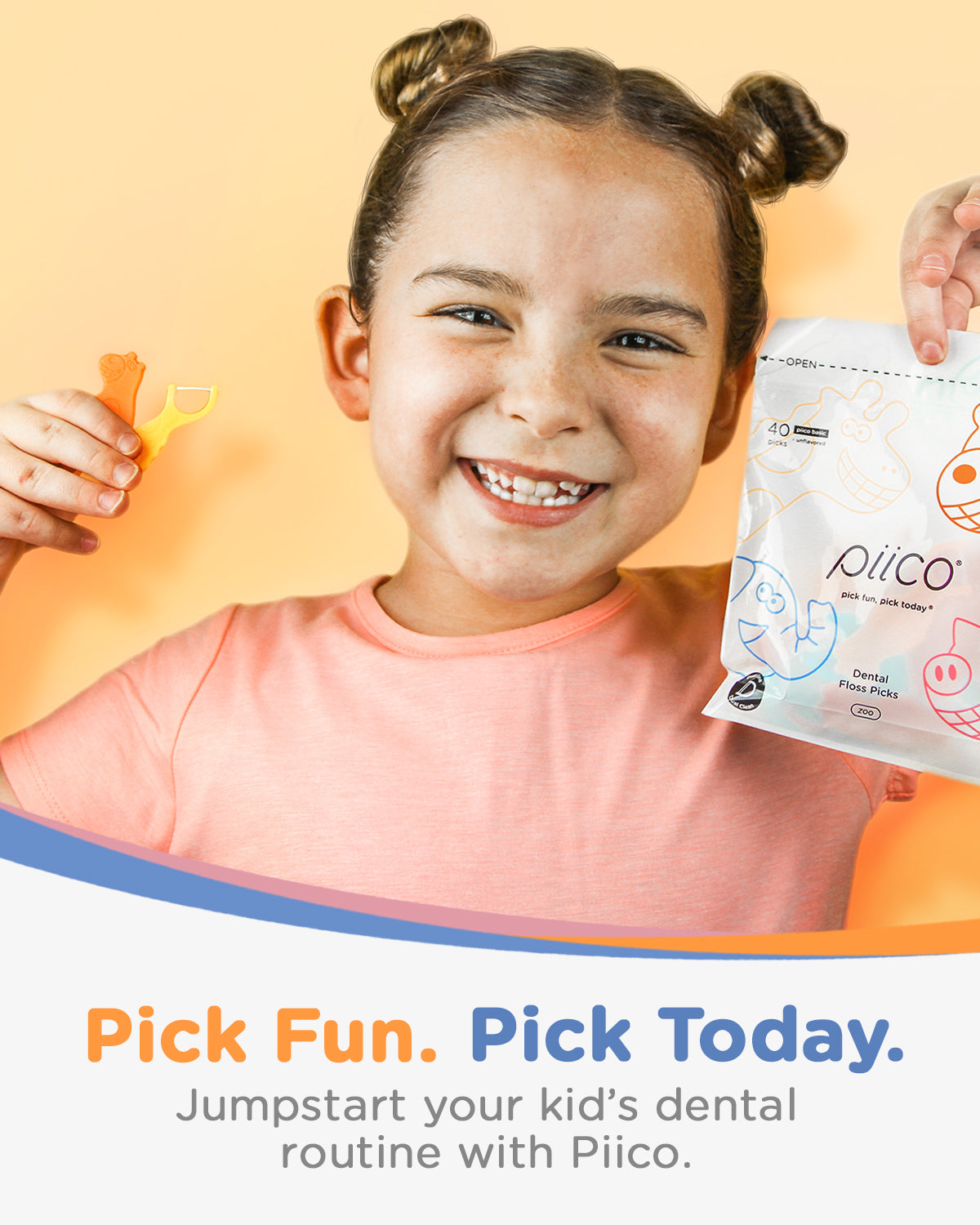 Piico Dental Floss Picks for Kids - (300 Count Playground Zoo + Freebies)