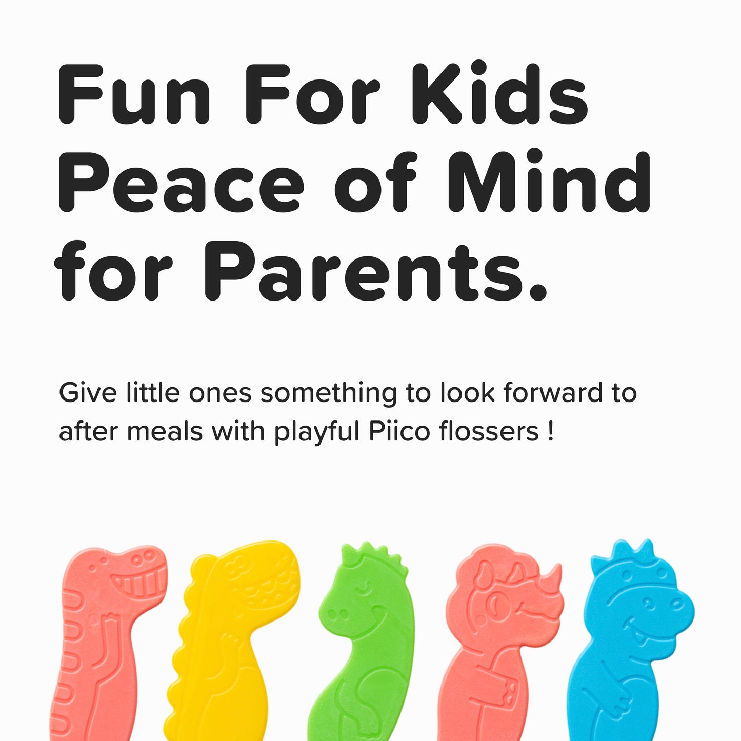 Piico Dental Floss Picks for Kids - (80 Count Jumpstart Dino + Freebies)