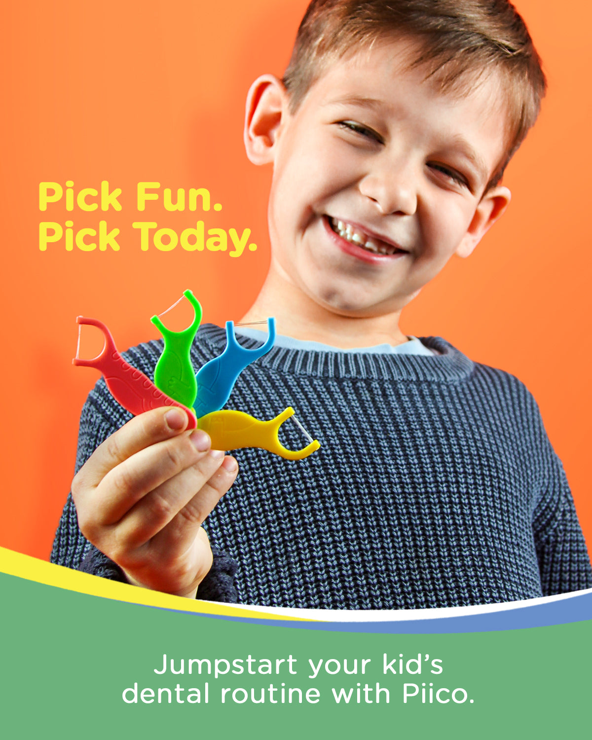 Piico Dental Floss Picks for Kids - (300 Count Playground Dino + Freebies)