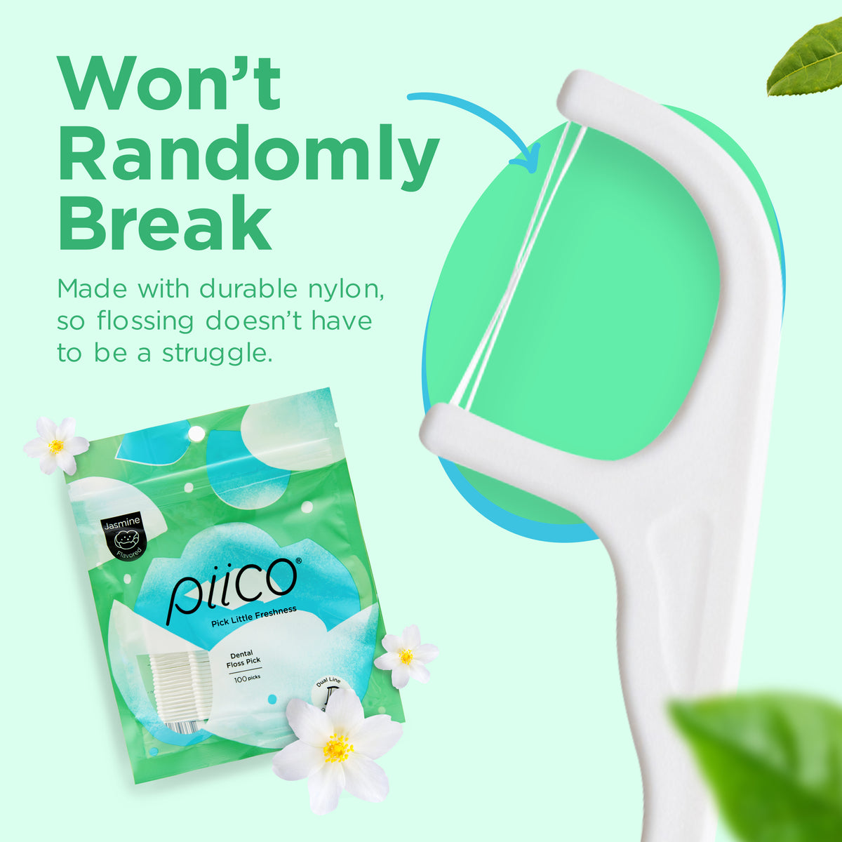 Piico Jasmine Flavored Dental Floss Picks (100 Count)